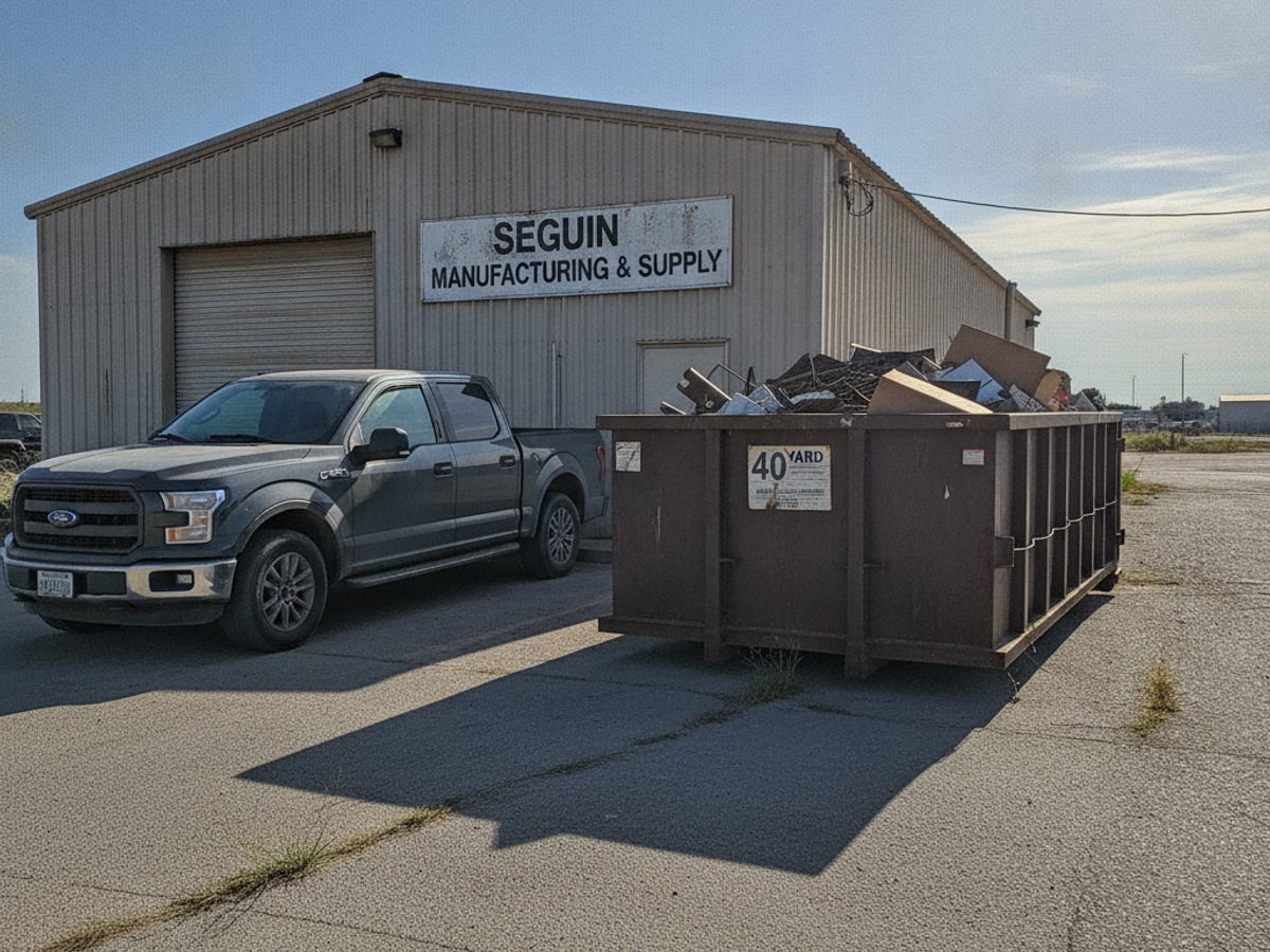 Commercial dumpster rental at a Seguin business property