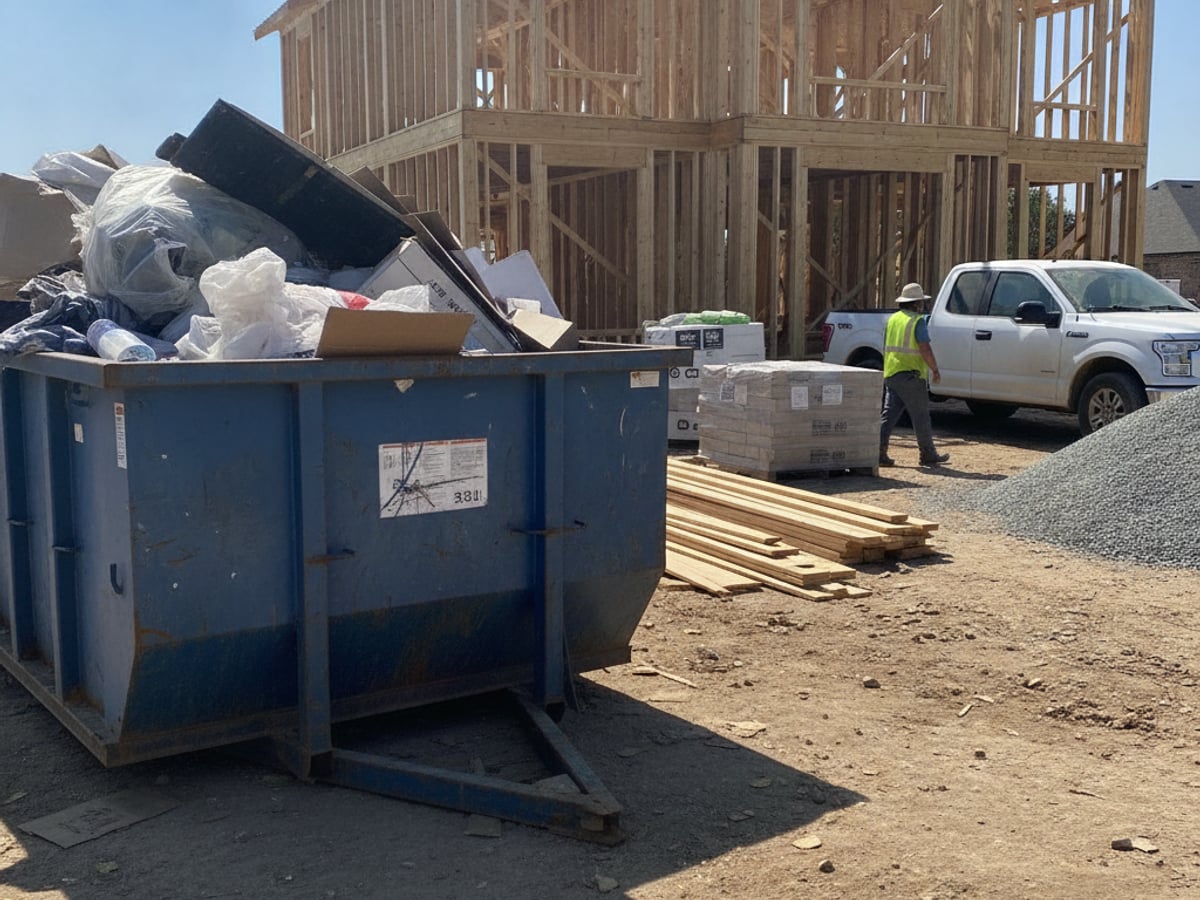 Construction dumpster rental at a Seguin job site